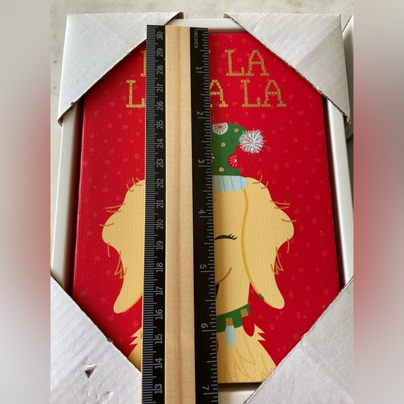 NEW- Two 5x7 Christmas Holiday Dog Mini Canvas Wall Decorations (set 1) - Picture 3 of 4